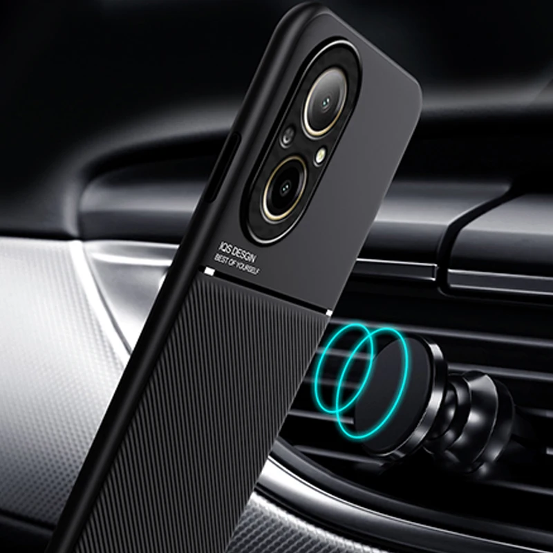Soft Bumper Shockproof Phone Case with Leather Magnetic Holder Back Cover