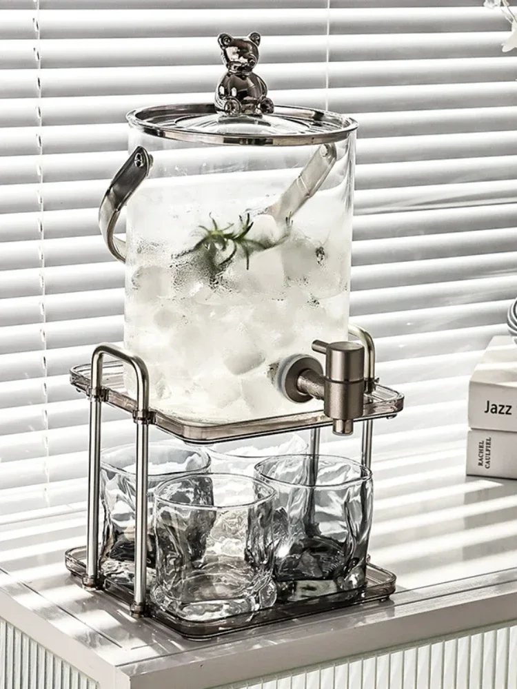 

Nordic Style Glass Kettle with Faucet Kettle Set Large Capacity Household Cooling Kettle Fruit Tea Cola Drink Bucket Tea Cozies