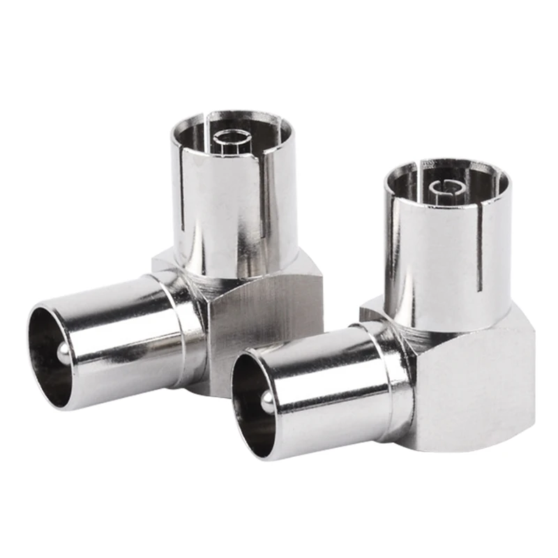 90 도 TV 공중 케이블 커넥터 RF 동축 F 암 소켓 2 개, 직각 TV 수 플러그 동축 커넥터