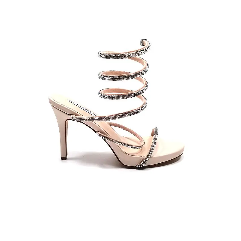 

Snake entanglement High-heeled open-toe waterproof table sandals thin-heeled Pink rhinestones sexy large-size women's shoes