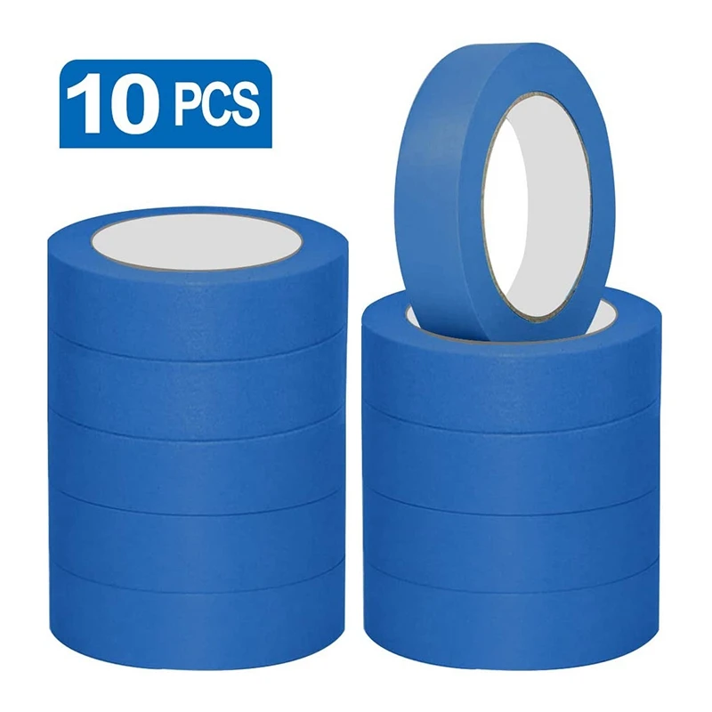 10 Pack DIY Masking Paper Blue Painters Masking Tape Indoor Painting Decorating 24Mm X 20M Painters Tape