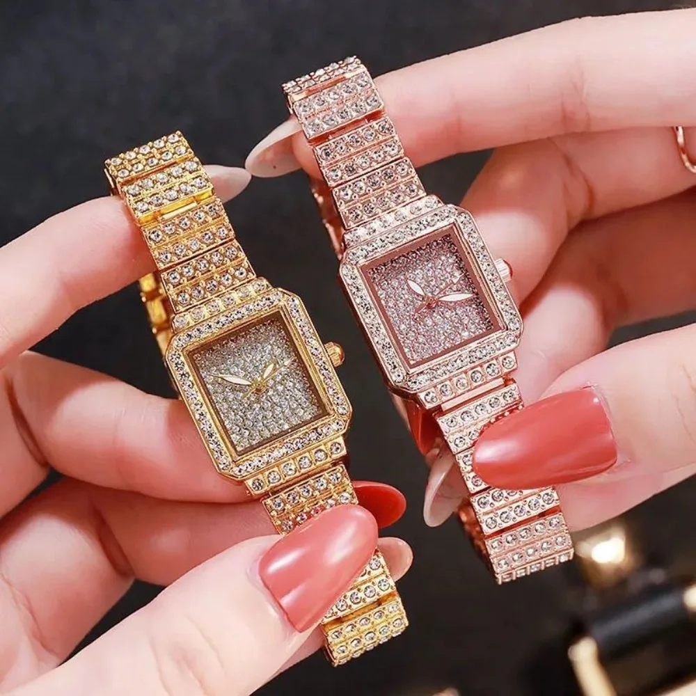 

Quartz Women Silver Watches Luxury Crystal Square Female Wristwatch Rhinestone Ladies Clock Montre Femme Часы Женские Relogio 시계