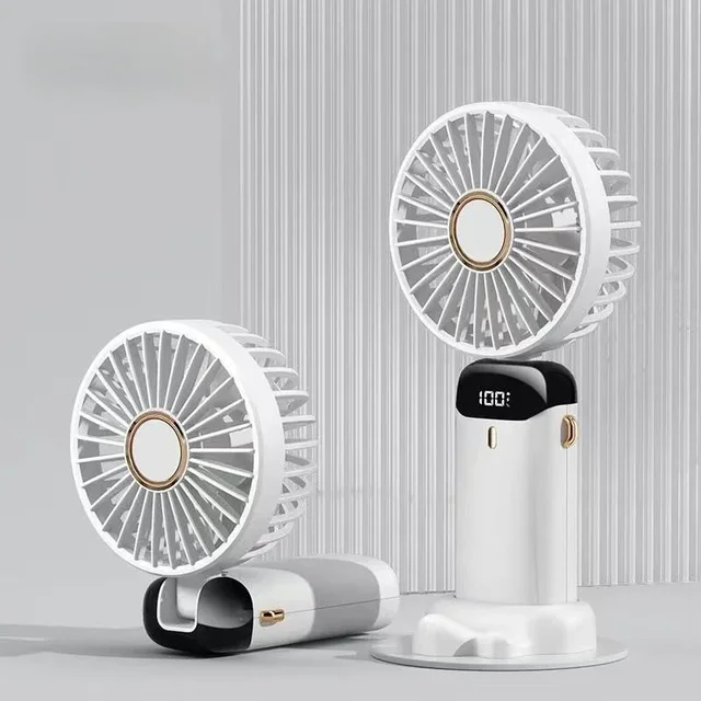 Portable Handheld Personal Rechargeable Fan LED Digital Display 90°Adjustable  Rechargeable Fan , 5 Speed Wind Mini Aromatherapy 8