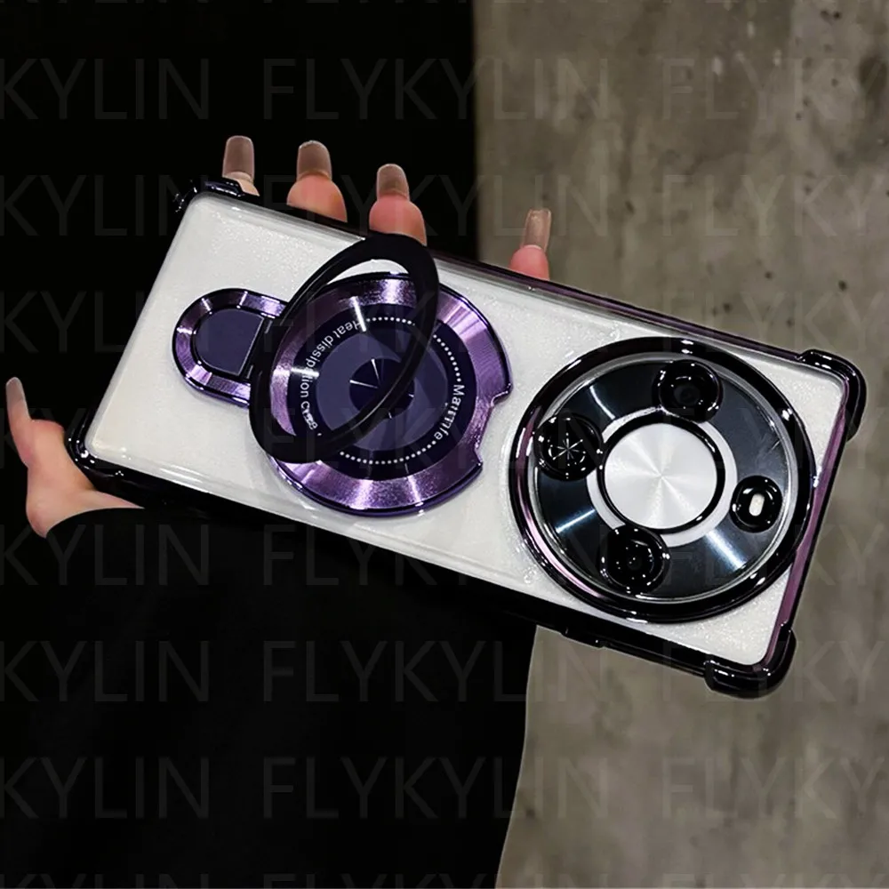Magnetic Holder Stand Shockproof Clear Silicone Phone Case