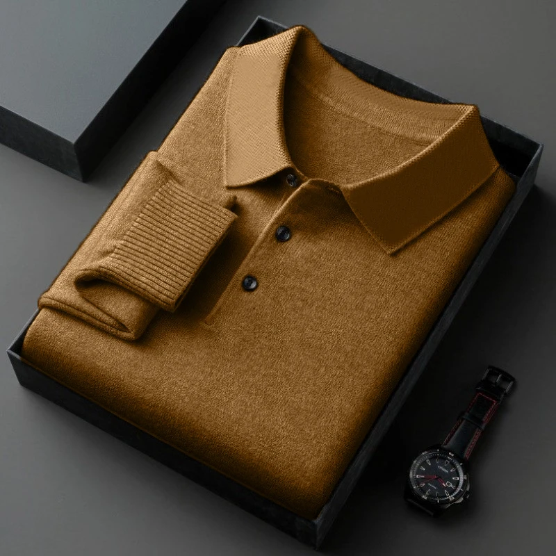 Animal Game luxury Mens Casual Polo Sweater Woolen Knit Polo Shirts Heavyweight Thermal Pullover Coats Cardigan Men Cold Blouse