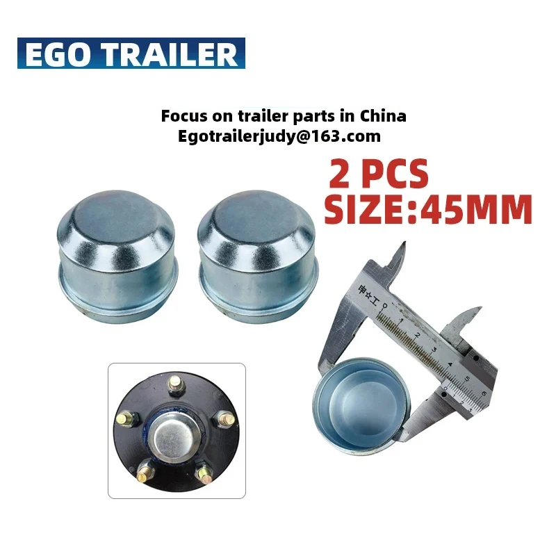 EgoTrailer 2pcs Replacement 45mm Metal Dust Cap Wheel Hub Trailer Bearing Dust Grease Cover