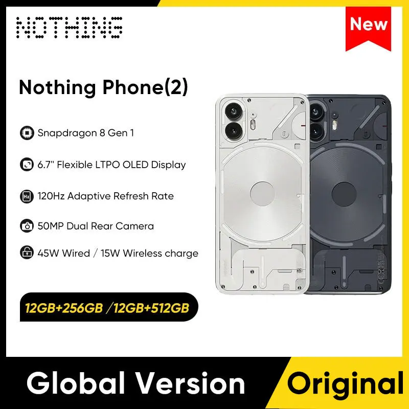  Global Version Nothing Phone (2) 12GB+256GB / 12GB+512GB 5G Smartphone Snapdragon 8 Gen 1 6.7'' OLED Display Mobile Phone 