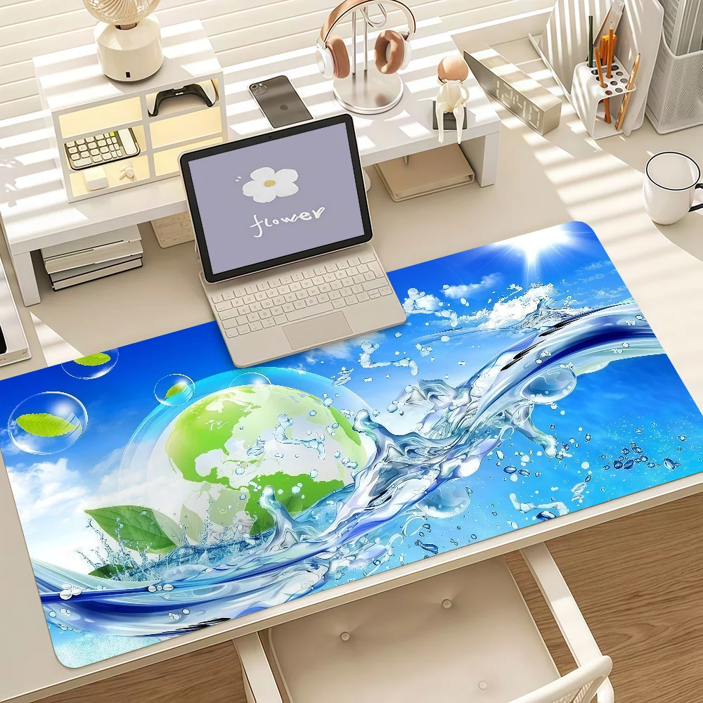 Blue Sea Dolphin Rainbow Print Gaming Mouse Pad - Large, Anti-Slip with Stitched Edges