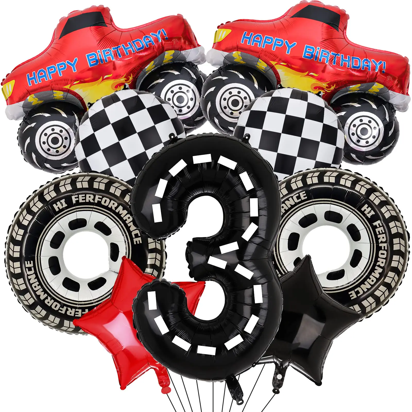 9 Pcs Monster Truck Decorazioni Per Feste Compleanno Grande Numero 32 Pollici 1 2 3 4 Foil Balloon Birthday Race Car Baby Shower Decor