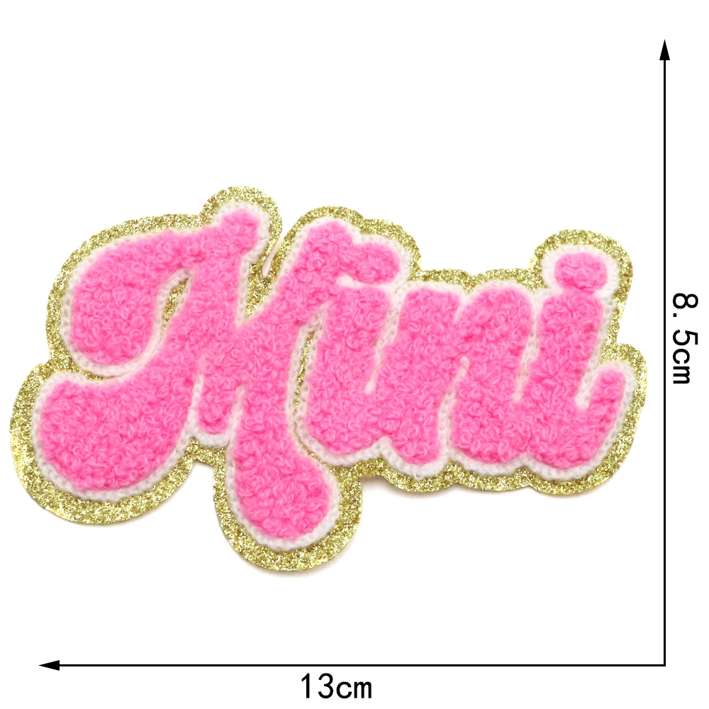 1PC MAMA beleuchtung Chenille Stickerei Patch Eisen Auf Patches Für Kleidung Thermoadhäsive Patches Auf Hoodie Jacken Diy Abzeichen – Detail 5