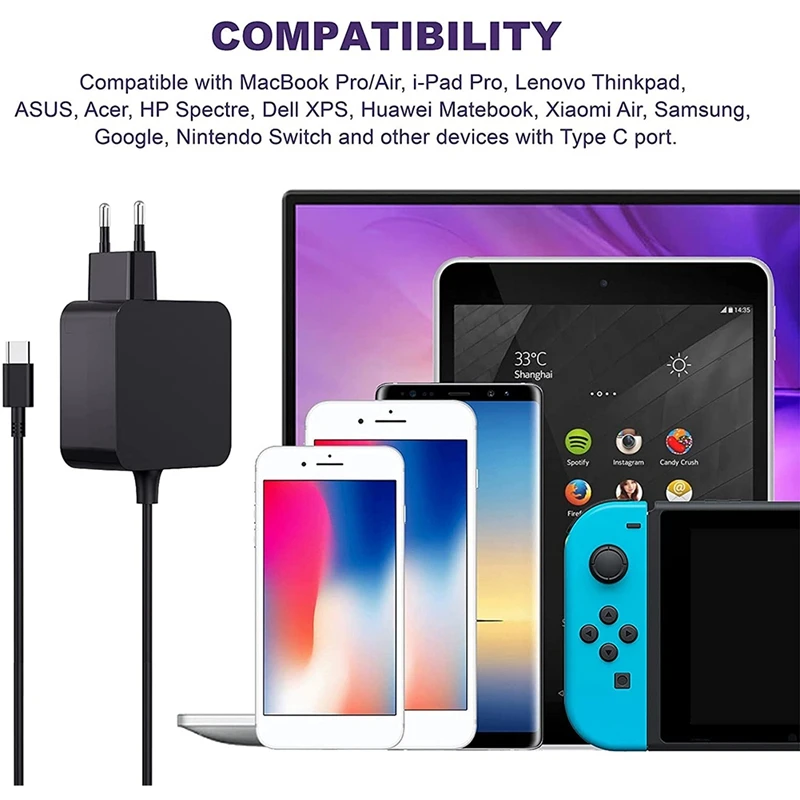 , ƺ , , Ʈ CŸ PD   ġ, EU ÷, 100W USB C   ġ AC 