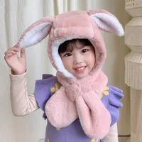 Cute Winter Baby Scarf Hats Cartoon Hooded Boys Girls Bunny Cap Beanies Children Kids Warm Plush Earflap Bonnet Hat For Newborns 5