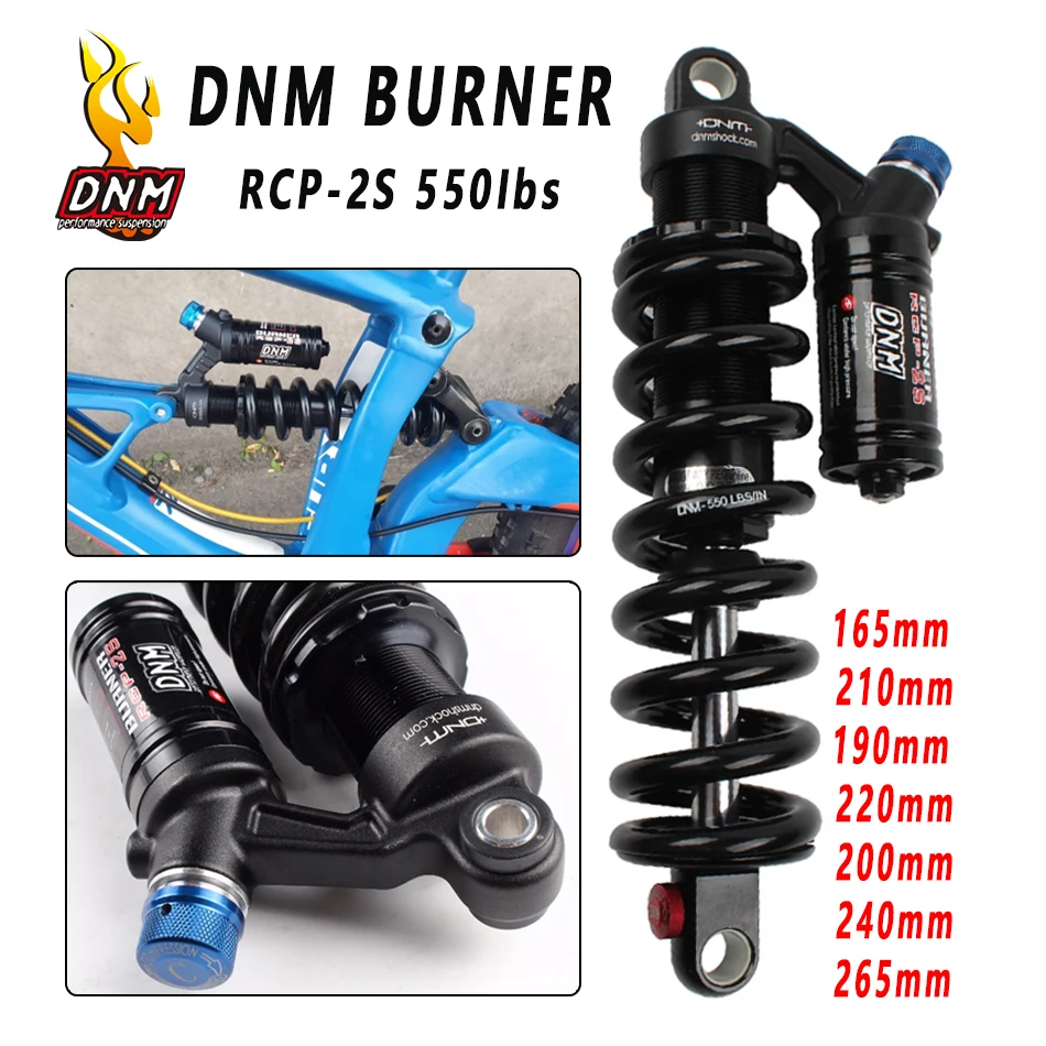 

DNM RCP2S Shock Absorber Mountain Bike Rear Suspension Spring Shock Mtb Downhill DH Rear Shock 165/190/200/210/220/240mm 550lbs