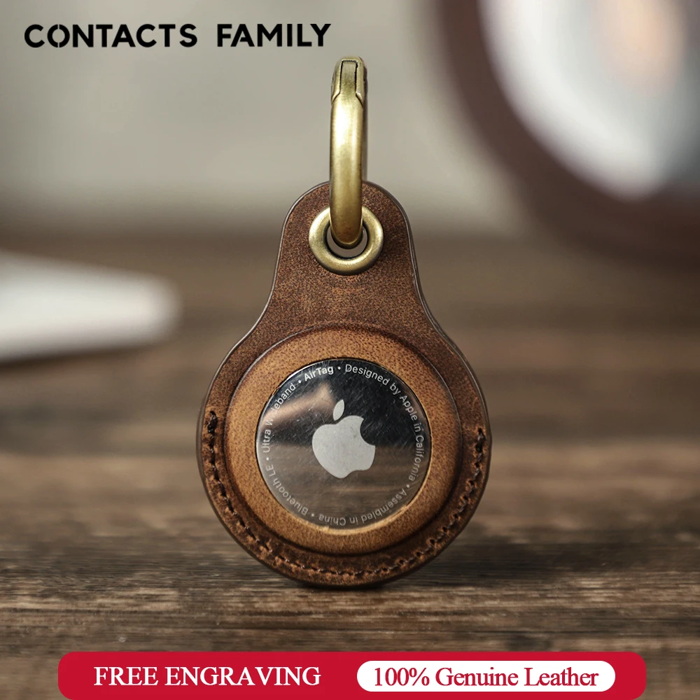 Personalized Air Tag Keychain, Engraved Leather Airtag Holder