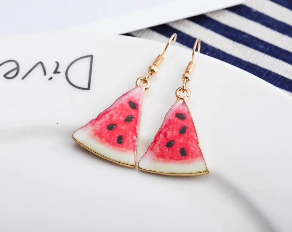 Korea New Cute Fruit Lady Earrings Strawberry Pineapple Tomato Kiwi Orange Cucumber Dragon Apple Pineapple Girl Fruit Earrings