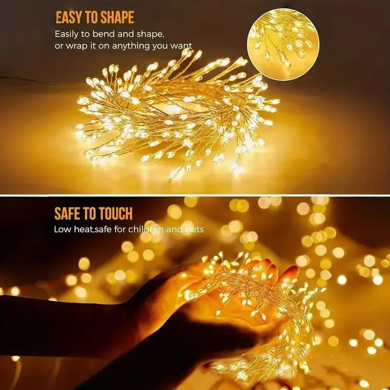 LED Firecracker String Lights for Outdoor Garden Decor, Weddings, Parties, and Christmas