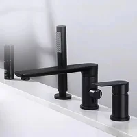 ชุดก๊อกน้ําอ่างอาบน้ําสีดํา Gunmetal สุดหรูพร้อมการติดตั้งสามรู 5