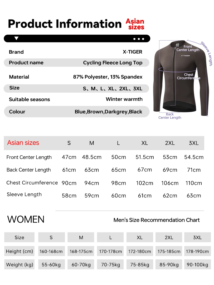 Winter Cycling Jersey - Men's Fleece Bike Jacket With Full Zipper & Pockets