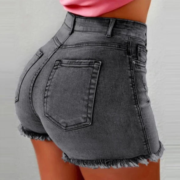 2023 New Summer Women Denim Shorts Lady Clothing High Waist Jeans Shorts Fringe Frayed Ripped Casual Hot Shorts Denim Shorts