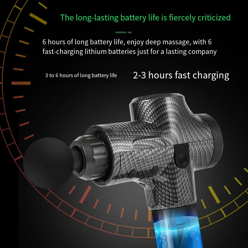 Fascia Gun Carbon Multi Force Adjustment Impact Massage Deep Muscles Neck Back Deep Tissue Muscle Relaxation Pain Relief Fitness