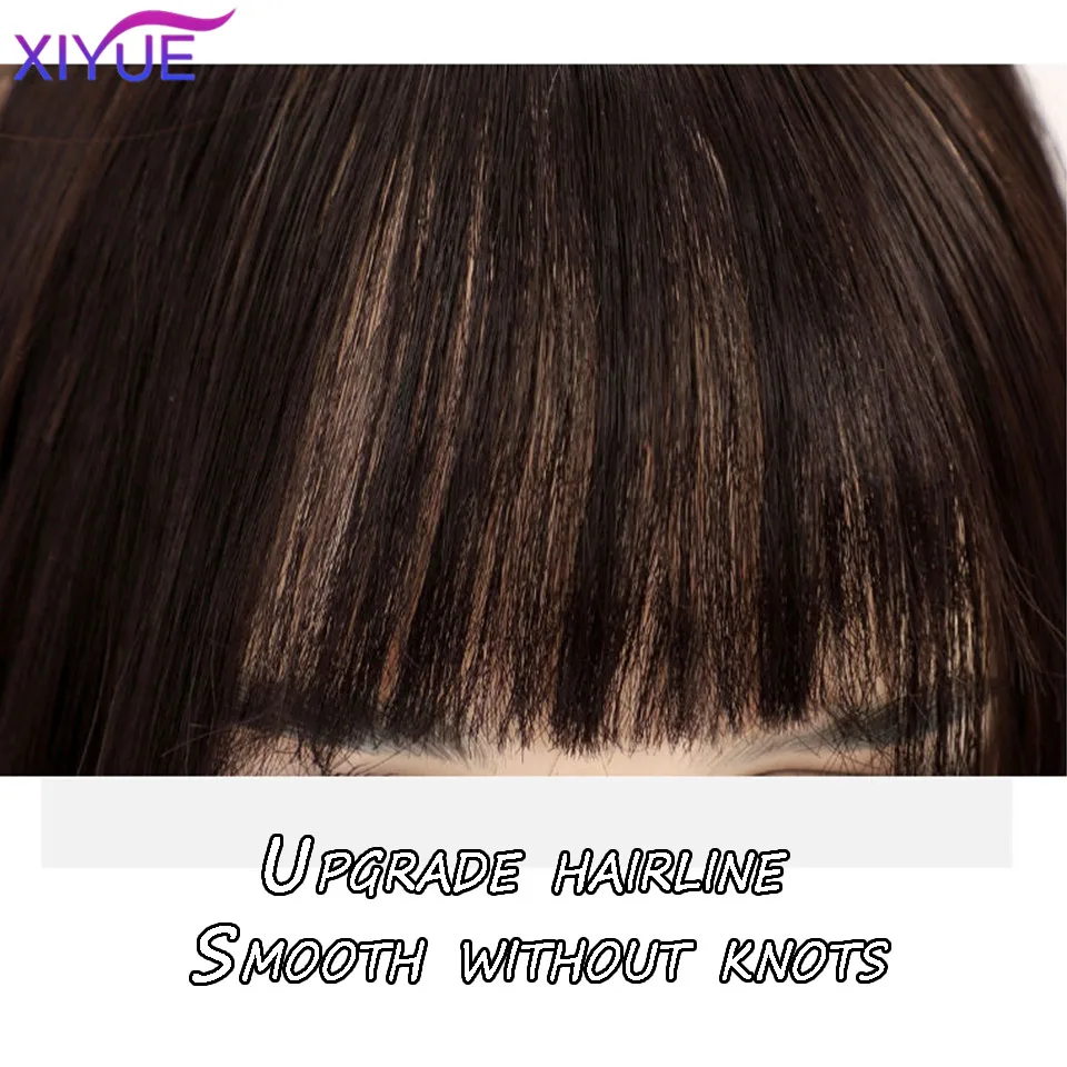 XIYUE   Wig female manga bangs long straight hair with top bangs patch wig patch air bangs wig patch