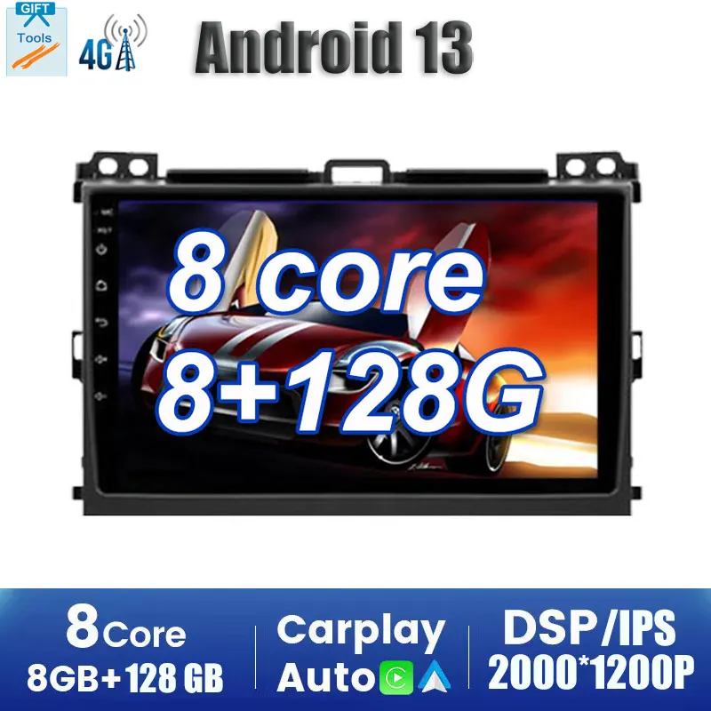 

Carplay Android 13 Auto Radio Stereo Player Multimedia GPS Navigation For Toyota Land Cruiser Prado 120 2004 - 2009