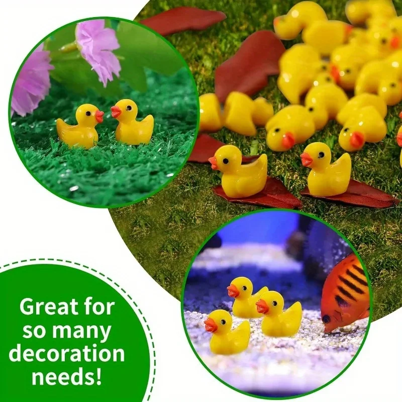 Miniature Duck Figurines Miniature Figurines Miniature Ornament Ornament Crafts Resin Ornaments Resin Crafts 50/100Pcs Resin Mini Duck Miniature Figurines Ornaments Decor Yellow Animal Garden Crafts Tiny Duck Landscape Plants Fairy