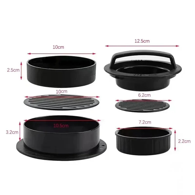3 In 1 Round Shape Non-Stick Stuffed Hamburger Mold Beef Veggie Hamburger Meat Press Making Meat Presses