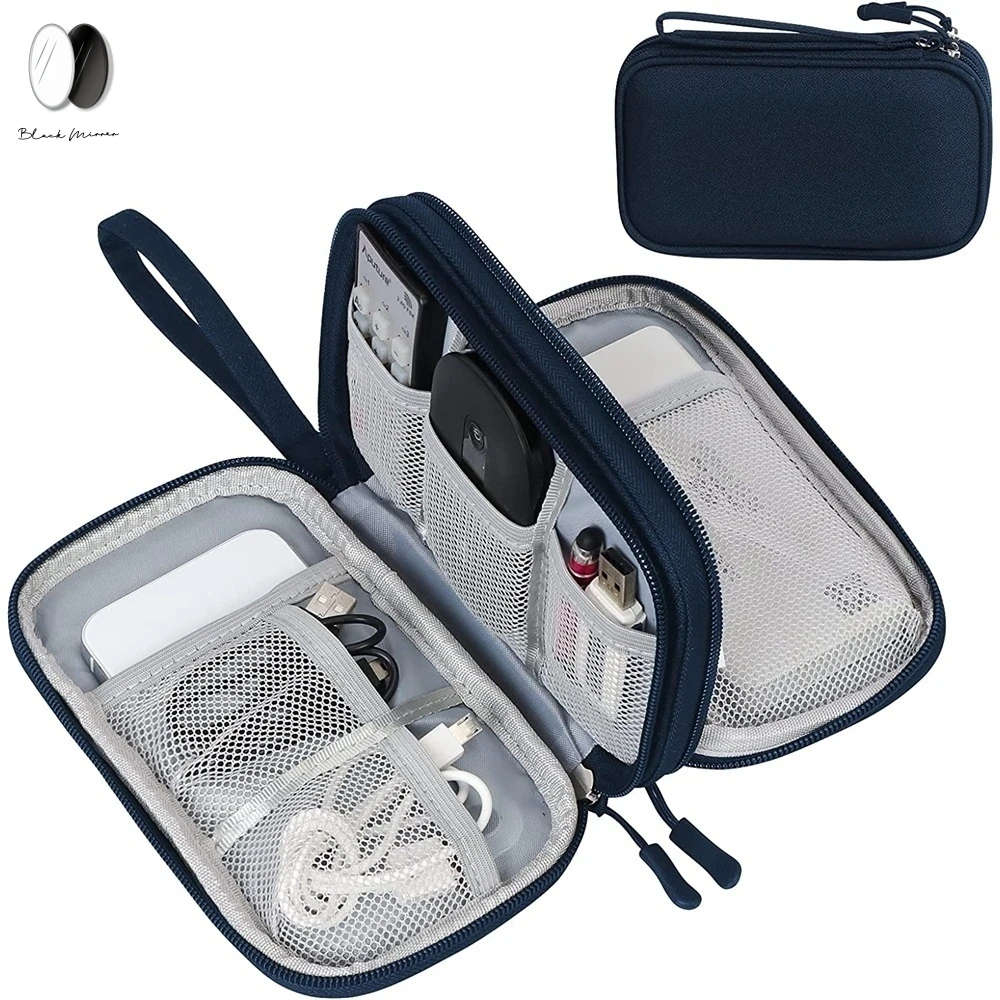 

Travel Organizer Electronics Accessories Organizer Portable Waterproof Double Layers Storage for Cable Hard Disk Power Bank