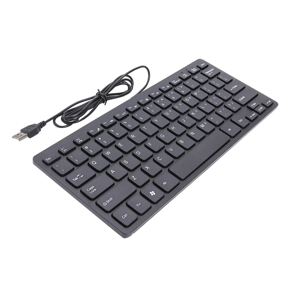 K1000 Super Slim Keyboard USB Mini Multimedia Wired Keyboard Home Office Mute Gaming Keyboard 78 Keys Kaypad for Computer Laptop