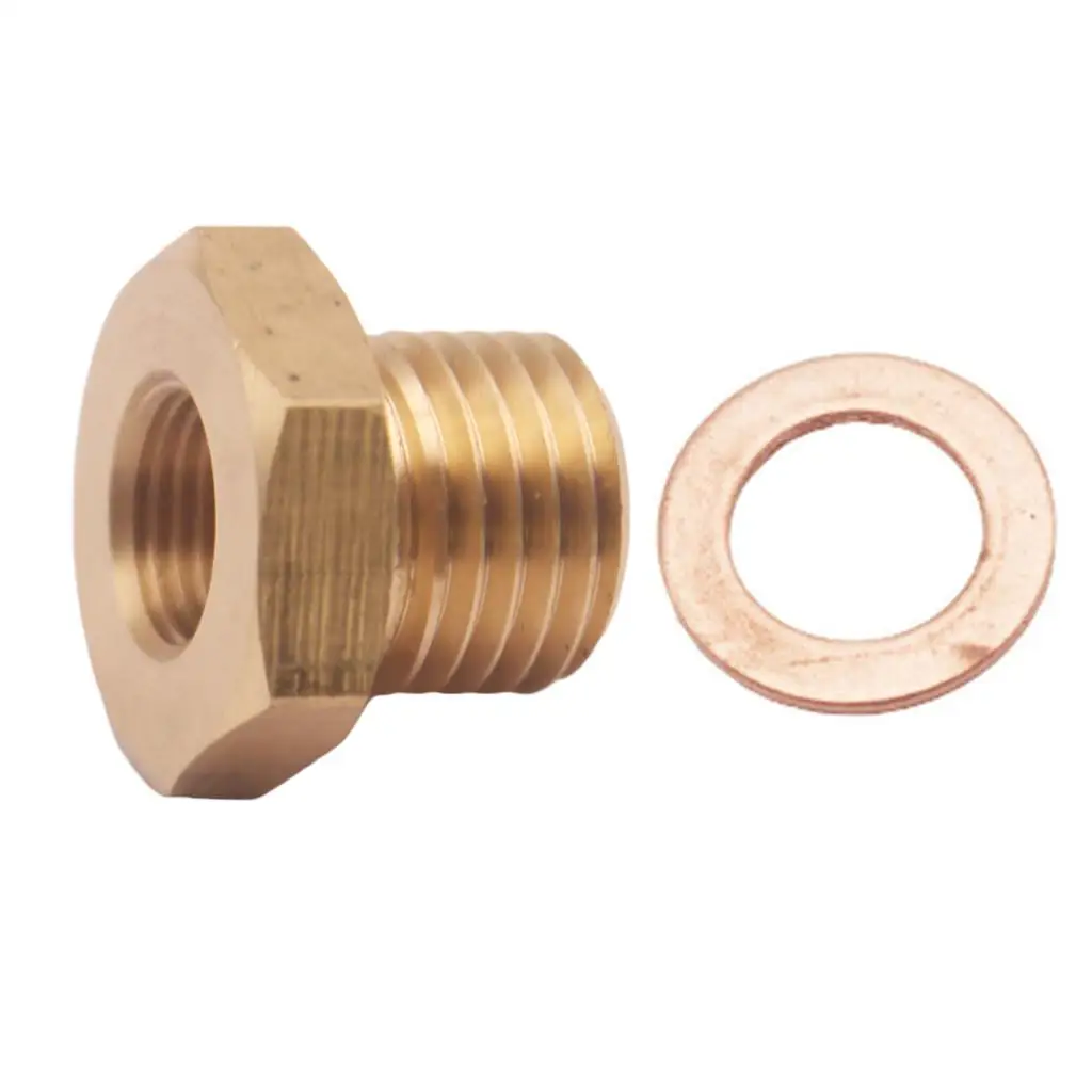 1/8" NPT to M14x1.5 Male Oil Pressure Gauge Adapter Brass with Crush Washer