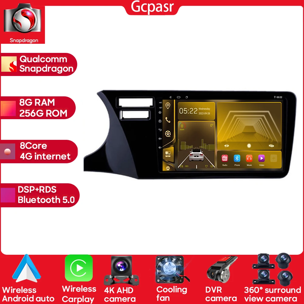 

Qualcomm Snapdragon Android 13 Car Multimedia Player For Honda Fit City 2014 2015 2016 2017 LHD Wireless Android Auto Bluetooth