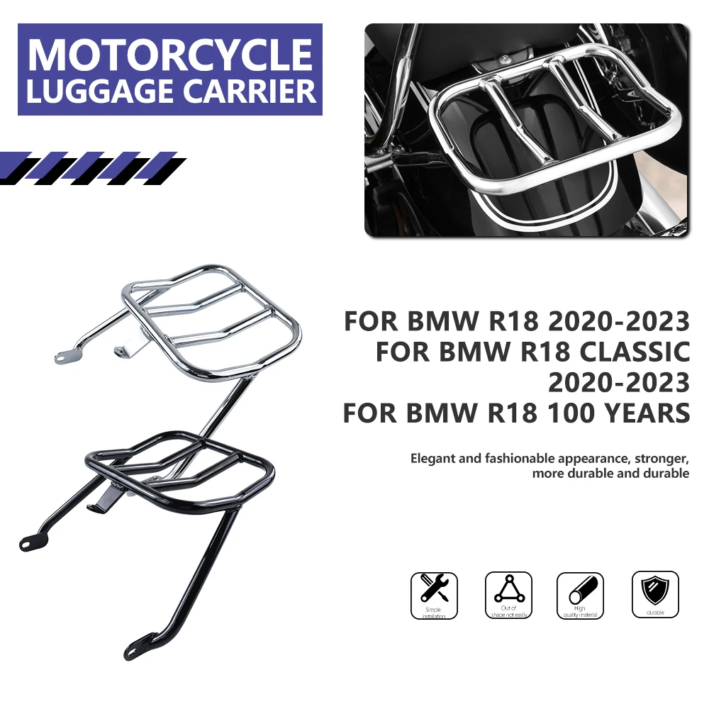 

Motorcycle Luggage Carrier Rear Seat Shelf Cargo Rack - Chromed/Black Fit For BMW R18 Classic R 18 100 Years 2020 2021 2022 2023