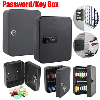 Key Storage Lock Box 20 Key Hooks Combination Key Cabinet Security Lock Box with Key/Code Lock Locking Key Cabinet Key Safe Box 1