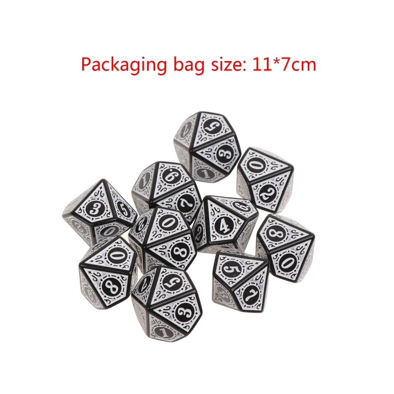 Polyhedral Acrylic Table Game Dice Game Dice Dice Set Acrylic Dice 10Pcs 10 Sided D10 Dice for Math Games Acrylic Dices Kit For Party
