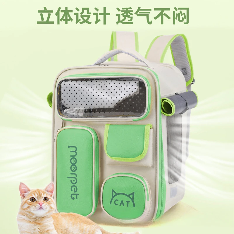 Large Capacity Cat Carrier Backpack Adjustable Strap Pet Carrying Bag Foldable Cat Backpack for Outdoor Travel