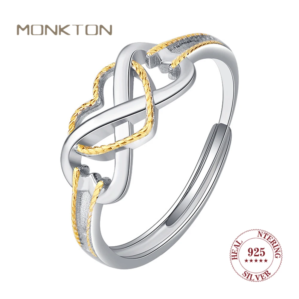 

Monkton S925 серебряные полые кольца в форме сердца для женщин Мода Бесконечность и сердце обручальное кольцо для искусственных ювелирных изделий Прямая поставка
