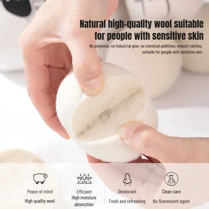 Reusable Anti-Wrinkle Dryer Balls Set, Special Non-Tangle Laundry Balls for Effective Wrinkle Prevention, Wool Dryer Discs for