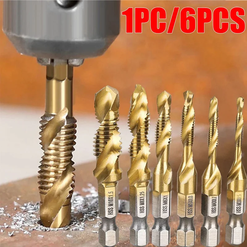 M3M10 Hex Shank HSS Metric Right Hand Screw Thread Tap Taper Drill Bit