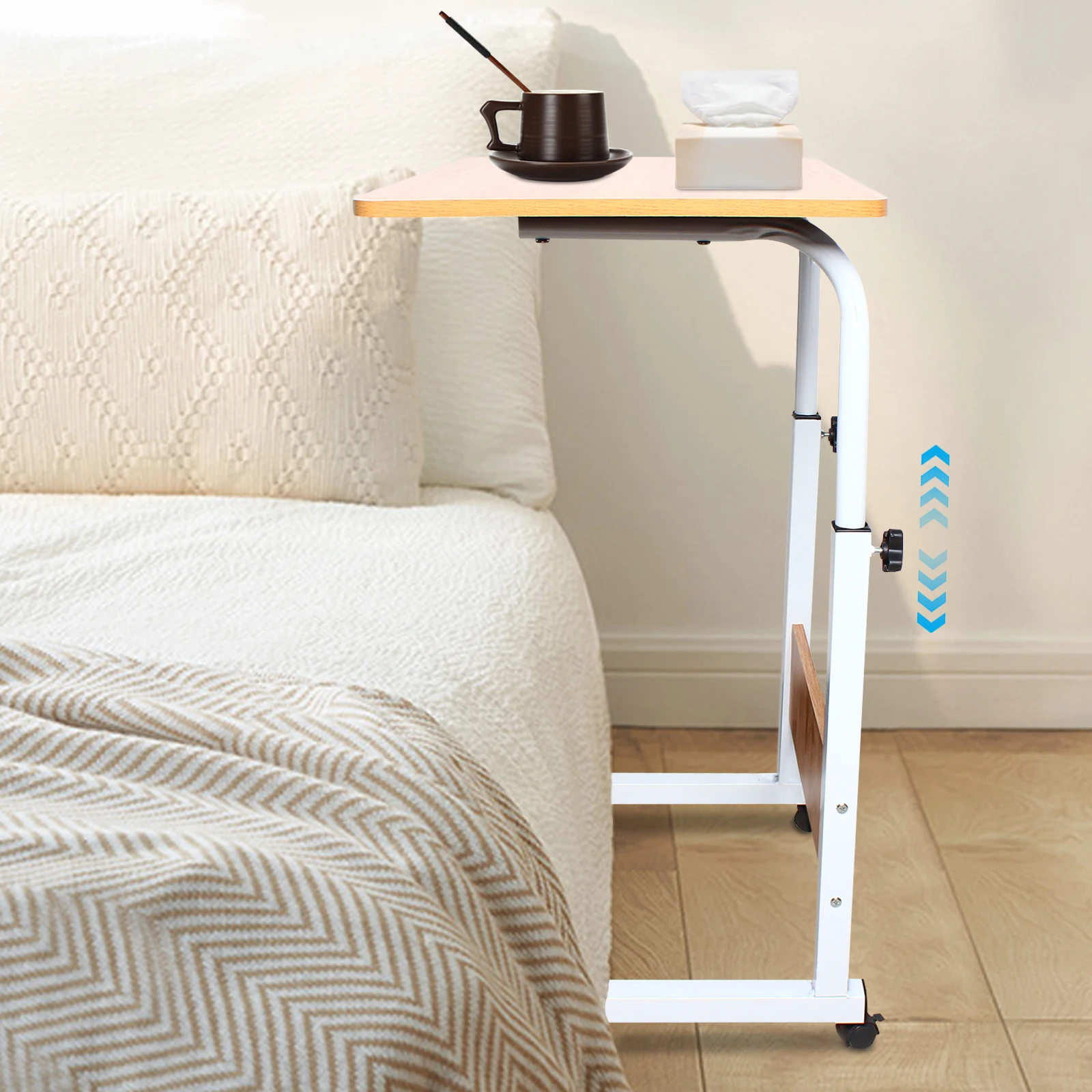 Bureau mobile réglable pour ordinateur portable avec roulettes ergonomique