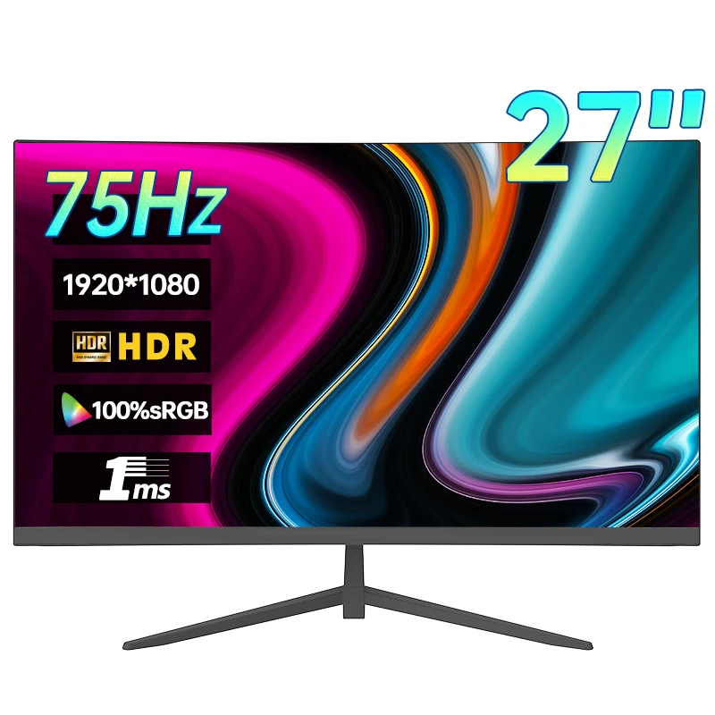 

27 Inch 1080P 75Hz Desktop Monitor 1920*1080 100%SRGB 1MS Freesync Gaming Computer Display IPS VA Curved Straight Screen HDMI/DP