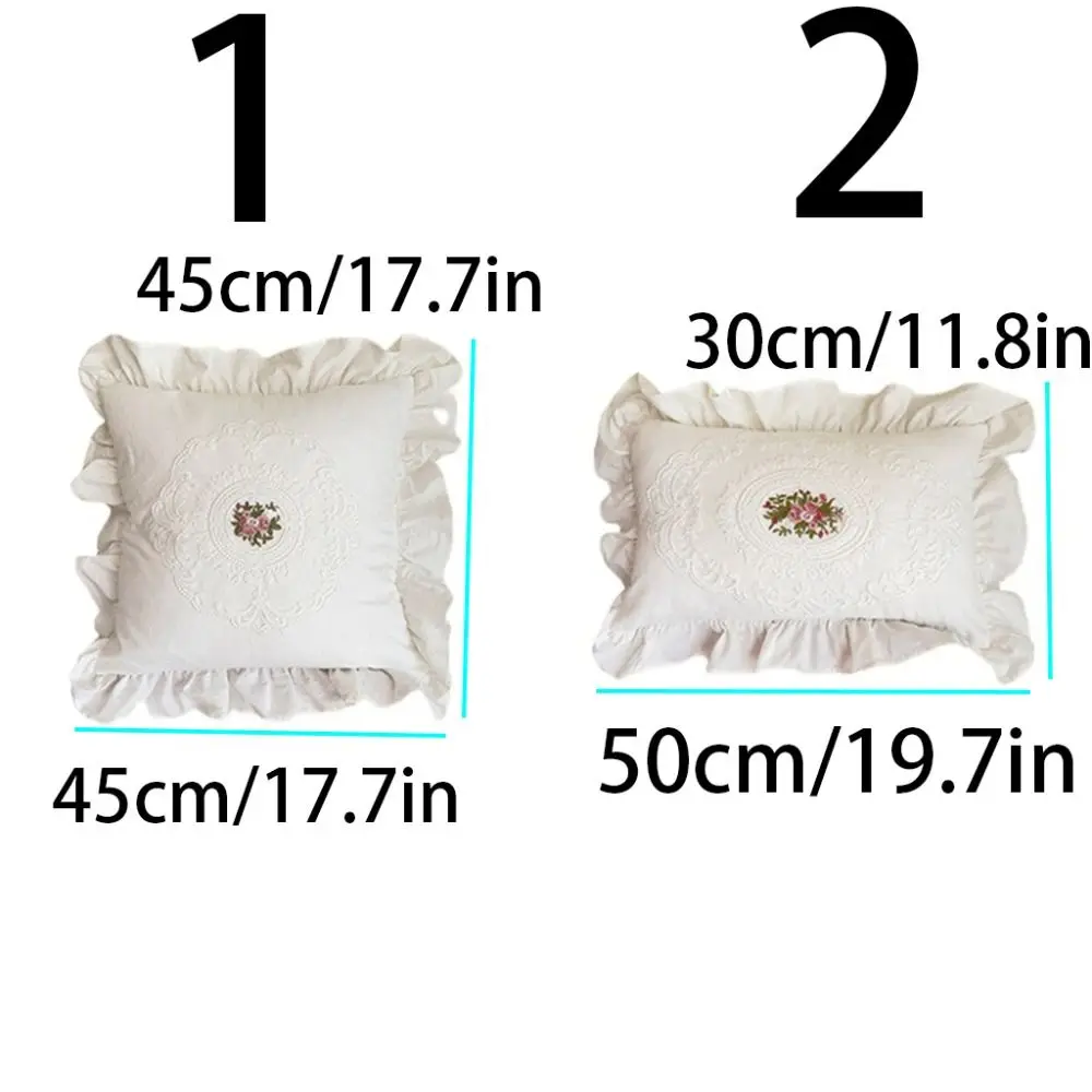 with Lotus Frill French Lace Pillow Cover Soft Washed Material White Cotton Pillow Case Comfortable Pillow Shell Pillow