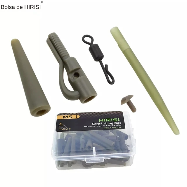 Hirisi 40 x Carp Fishing Safety Lead Clips Tail Rubber Cone Anti Tangle  Sleeve Quick Change