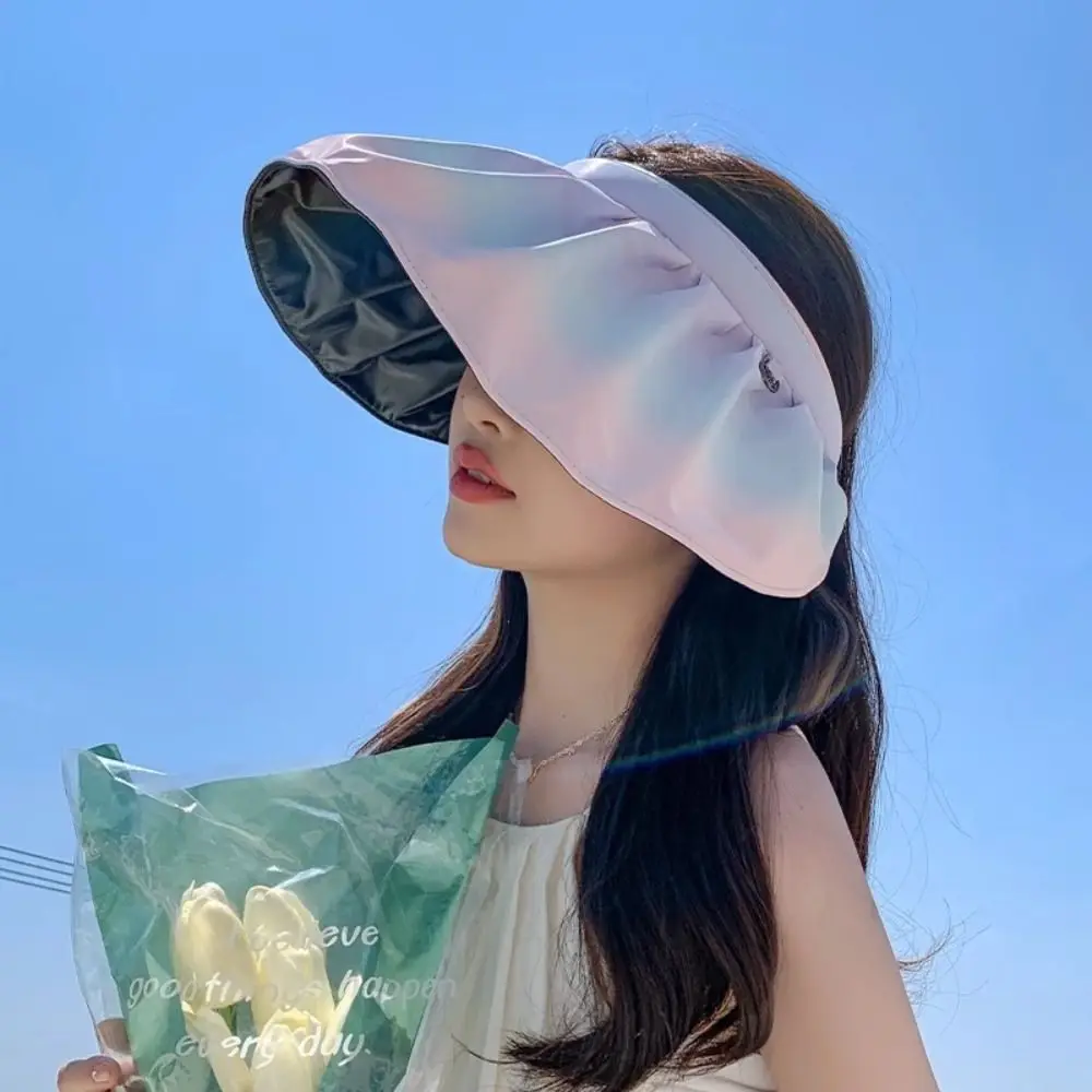 Sports Sun Hat Breathable Flower Visor Cap UV Protection Sweet Empty Top Hat Korean Style Big Brim Bucket Summer