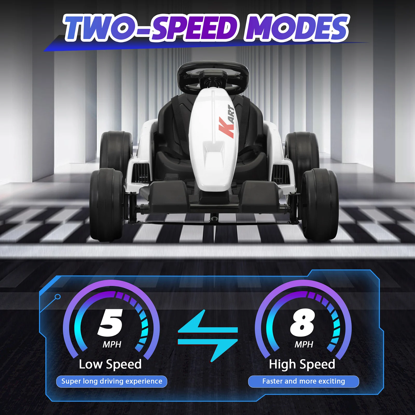 Electric GoKart Pro, Kids Racing Car, Outdoor Ride On Toy with MP3 for Kids Aged 4-16 Speed: 5-8 mph Running Time 20-30 mins