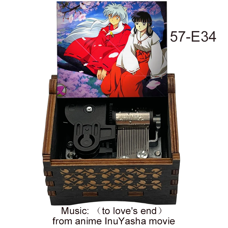 InuYasha To Love's End Black Music Box Automatic Knob Clockwork Type