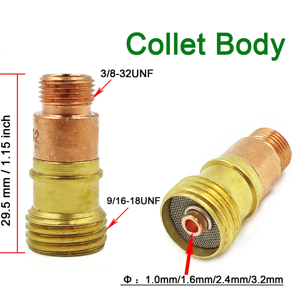 7Pcs/Set TIG Welding Consumables Stubby Gas Lens TIG #12 Glass Cup Collets Body Tips For WP17 WP18 WP26 Durable Practical welding torch