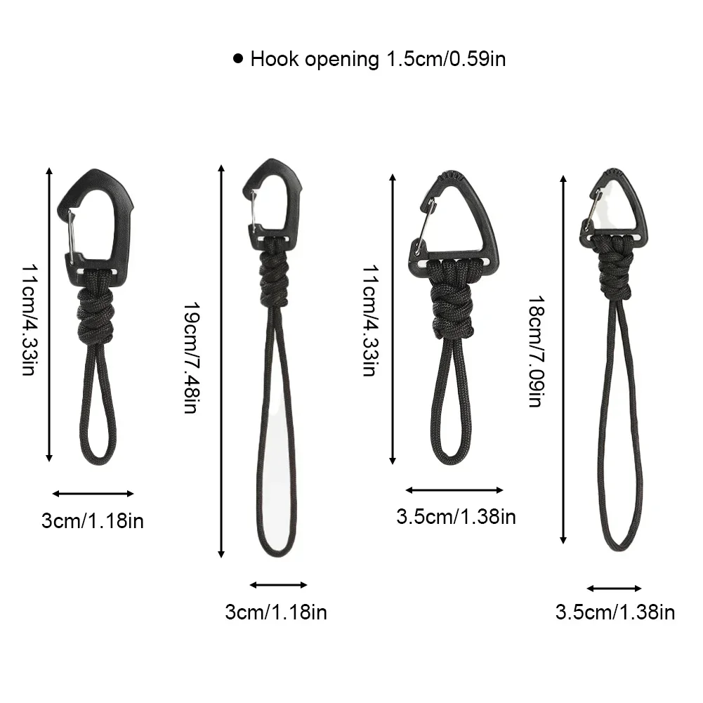 1Pc Paracord Keychain Braided Nylon Lanyard Metal Triangle Buckle Keychain High Strength Parachute Cord Carabiner Random Color