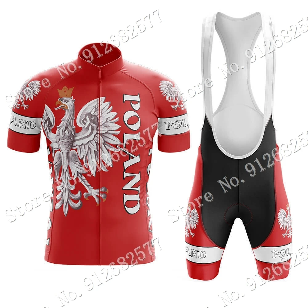 Poland Cycling Jersey Team Set Polish Mens Bicycle Clothing Road Bike Shirts Suit Bicycle Bib Shorts MTB Maillot Ropa