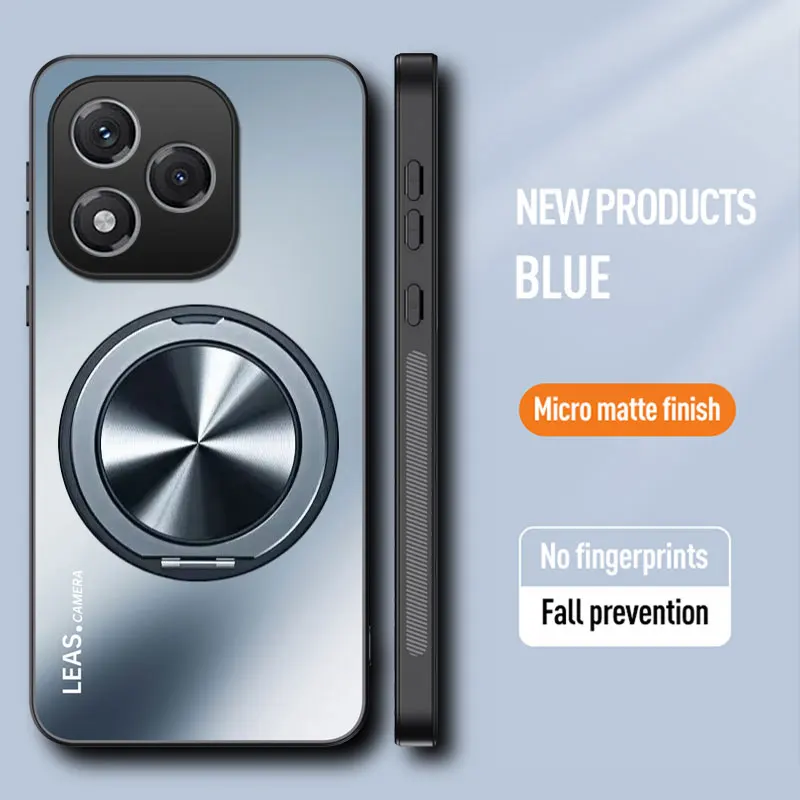 Magnetic Matte Shockproof Case with 360° Rotating Ring Holder and Hard Bumper Shell